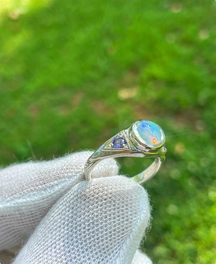 3rd Eye Ring opal series// purple sapphire