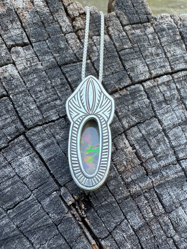 Ethiopian opal x Green garnet Pendant
