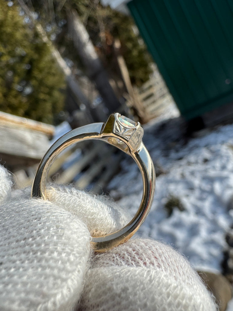 Rainbow Moonstone 14k gold