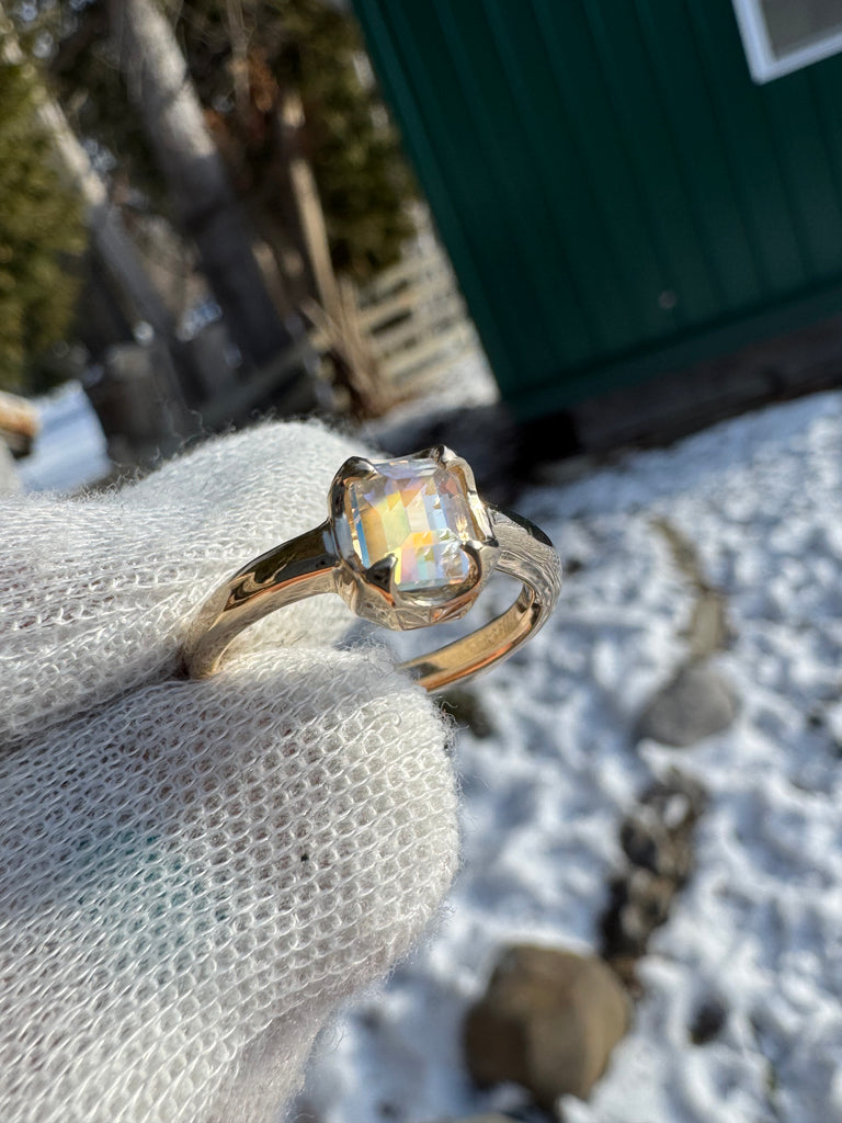 Rainbow Moonstone 14k gold
