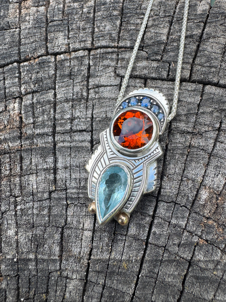 Citrine, sapphire, aquamarine