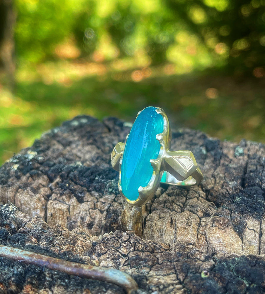 Azure Series- 14k yellow gold- Gem silica ring