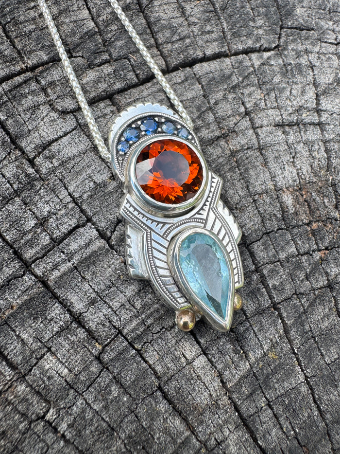 Citrine, sapphire, aquamarine