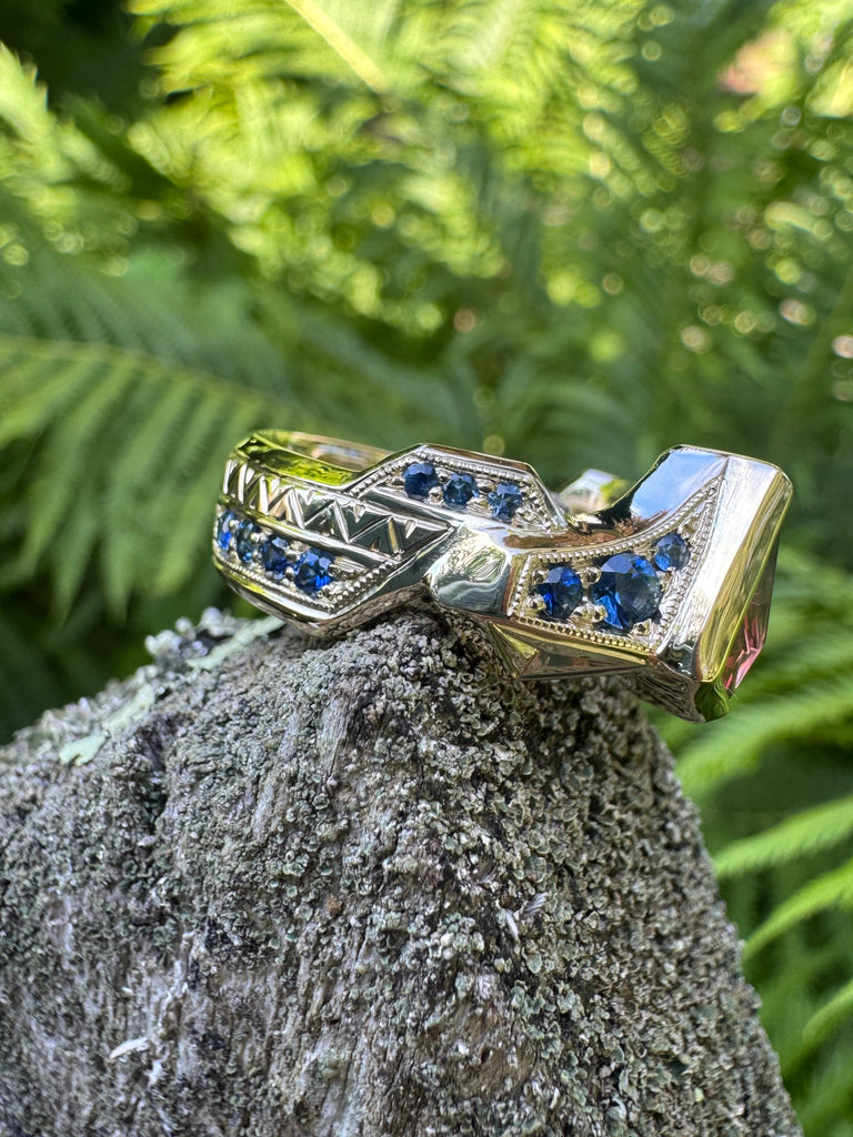 Munsteiner Garnet and sapphire Ring
