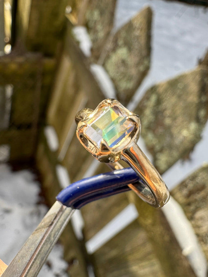 Rainbow Moonstone 14k gold