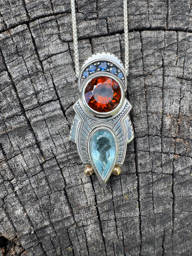 Citrine, sapphire, aquamarine