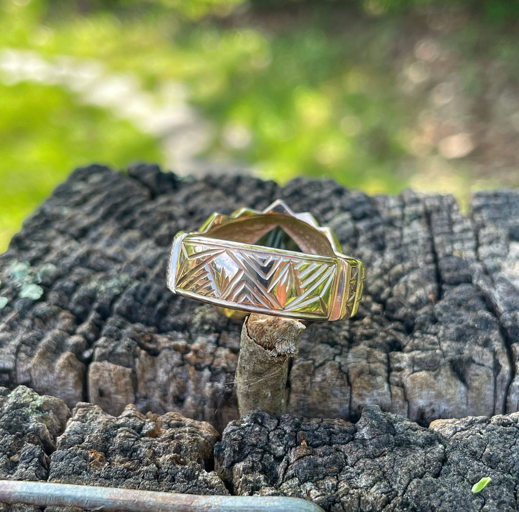 14k rose gold // peridot // ruby// teal sapphire ring