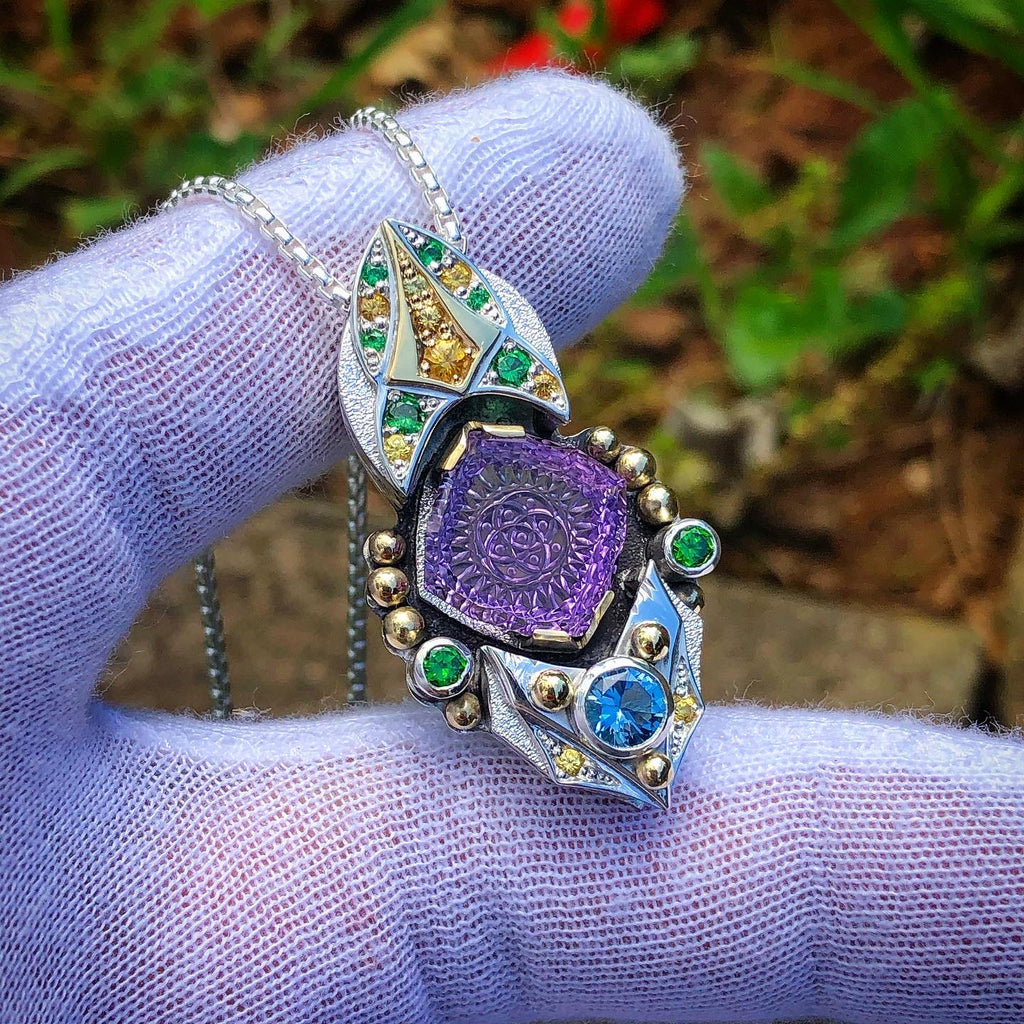 Amethyst, sapphire, garnet, tourmaline talisman