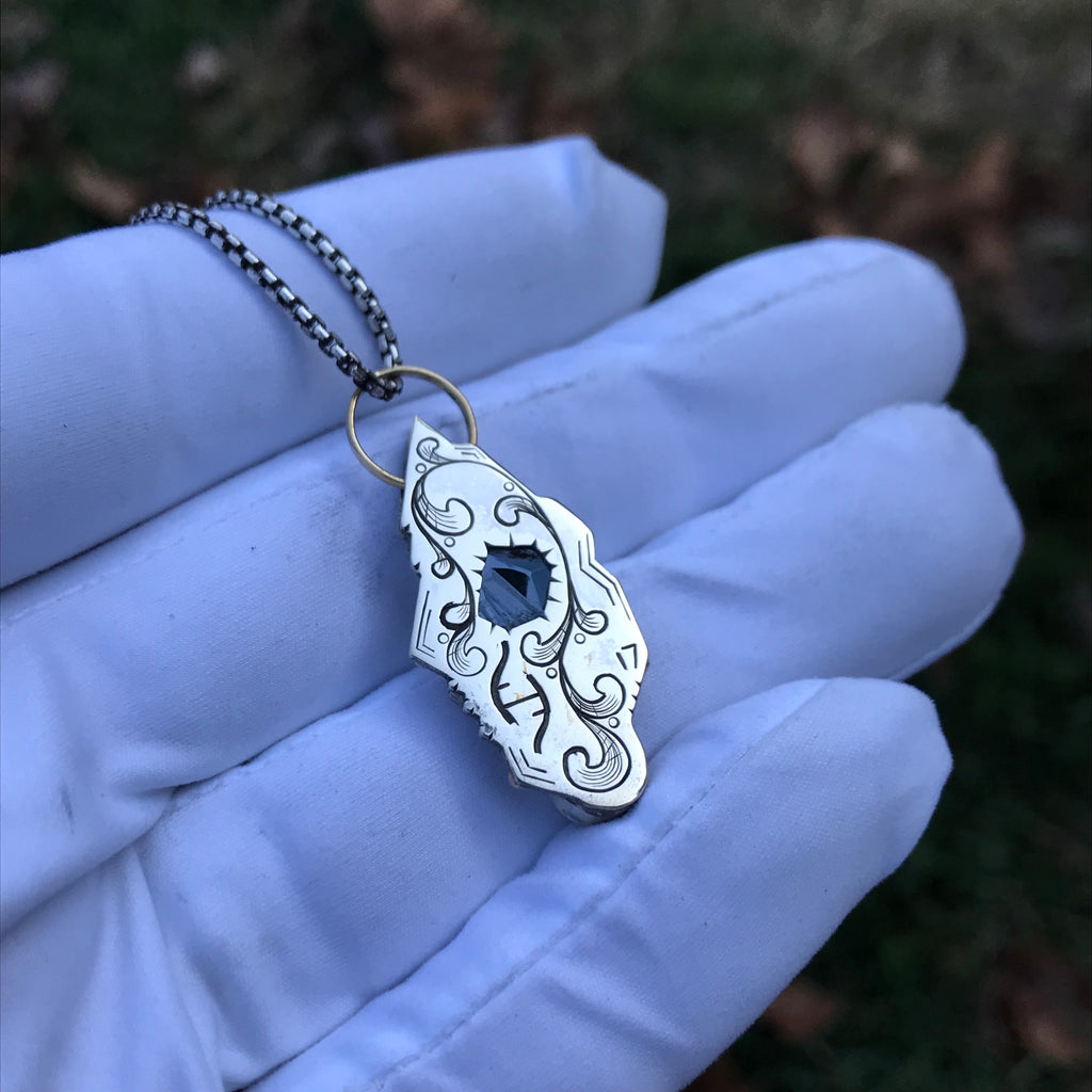 Aquamarine Peridot and phenakite pendant