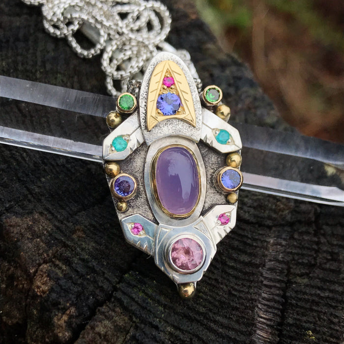 Agate "Holly Blue" / paraiba Tourmaline / spinel / sapphire / tsavorite garnet