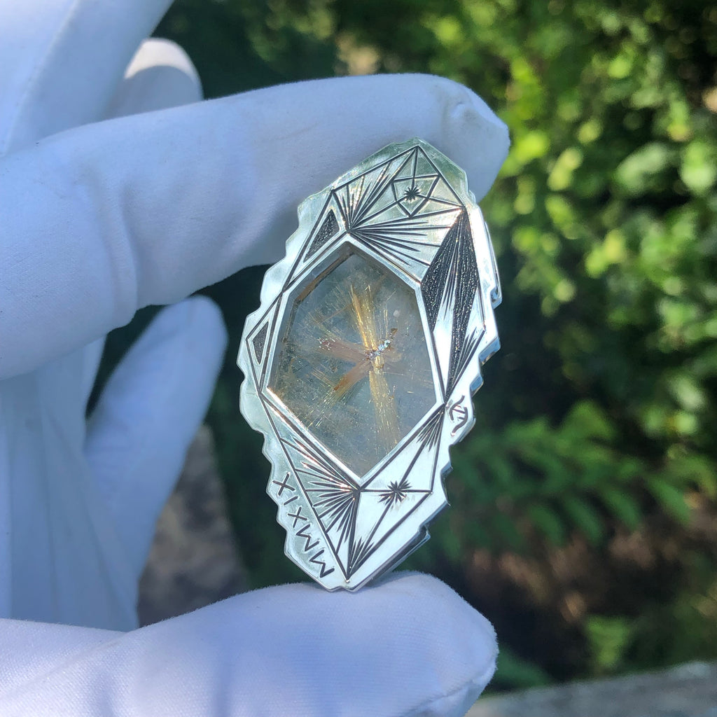 -STARBORN- space travel series - rutilated quartz // black spinel