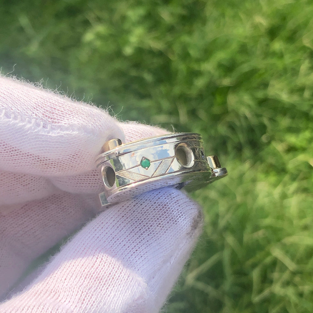 Tanzanite, emerald and diamond talisman