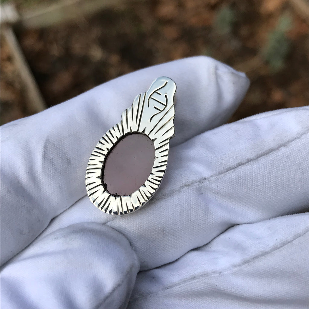 Rose Quartz and white sapphire pendant
