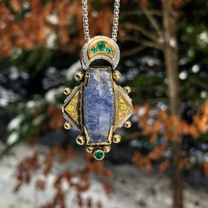 Dumorterite In Quartz talisman