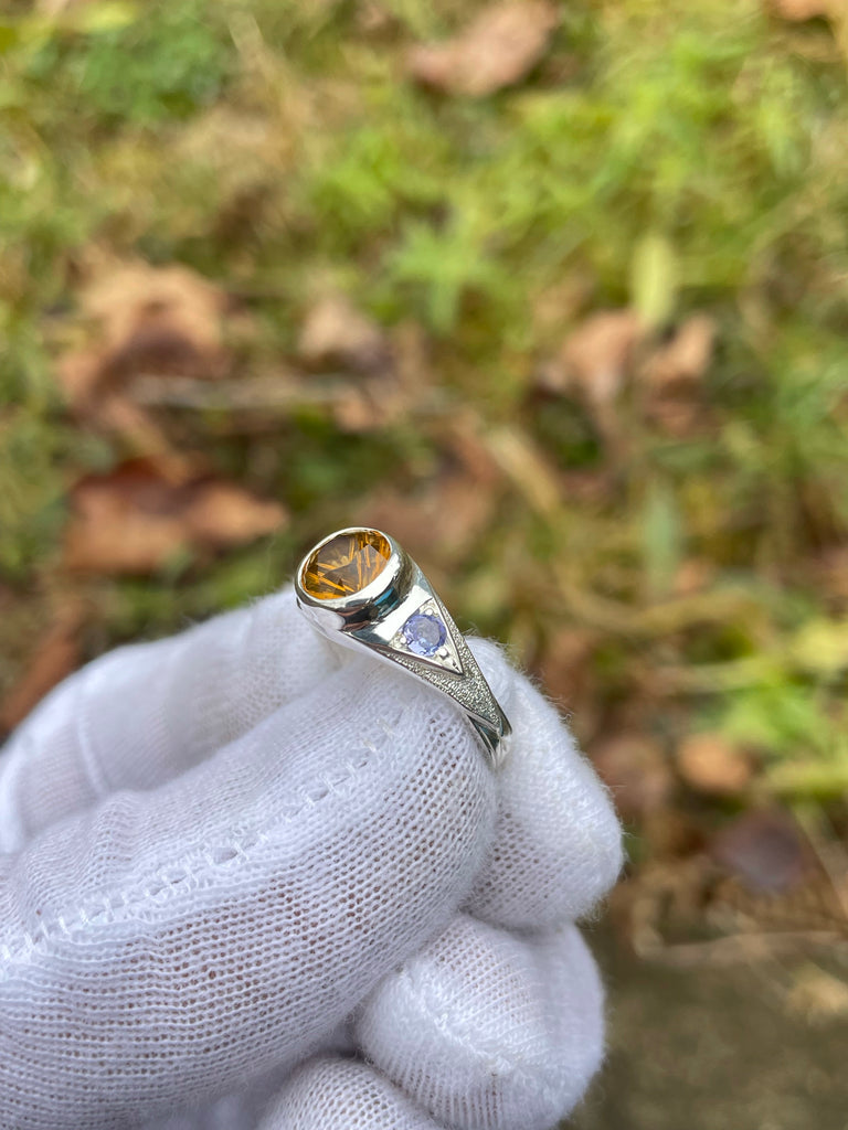 3rd eye ring- citrine/tanzanite