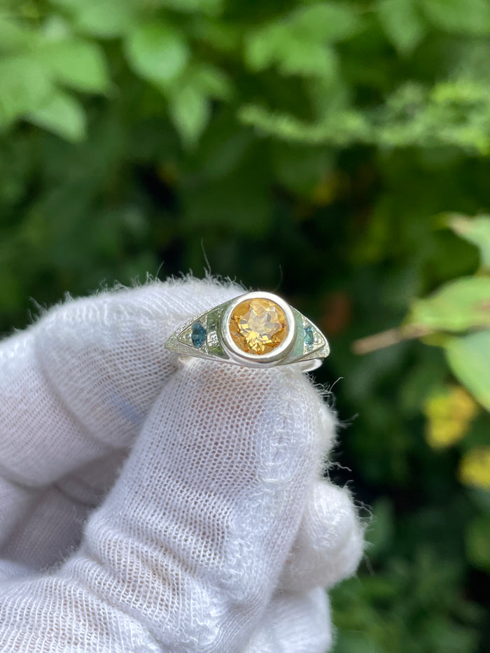 3rd eye ring // citrine & blue sapphire