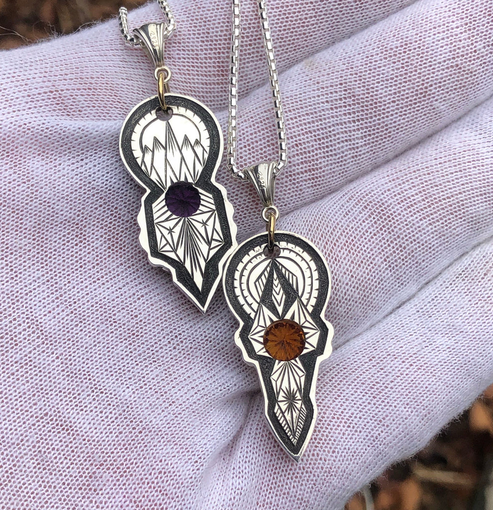 Halo Series- totem #1 (Amethyst, green garnet, blue kyanite)