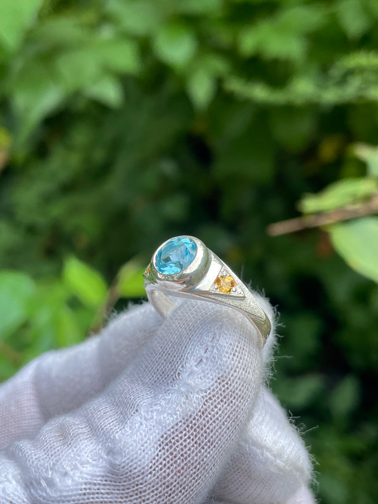 3rd eye ring //blue topaz & citrine