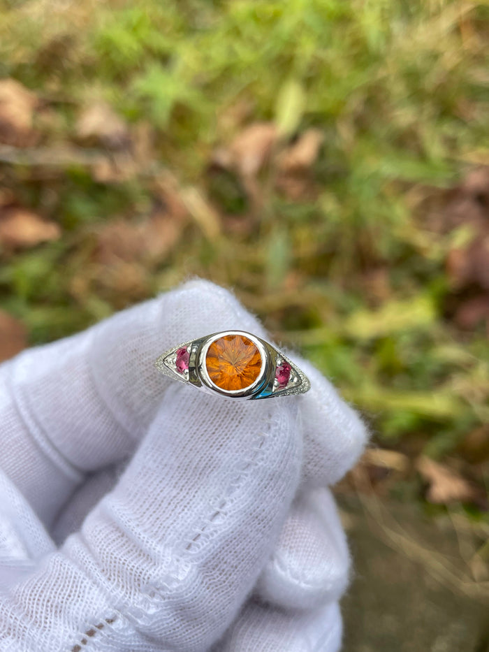 3rd eye ring- citrine/pink sapphire