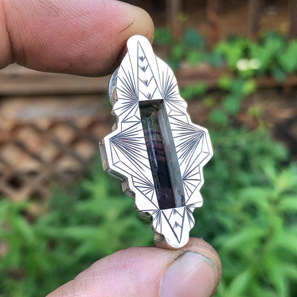 Liddicoatite Tourmaline pendant “Rainbow Road”