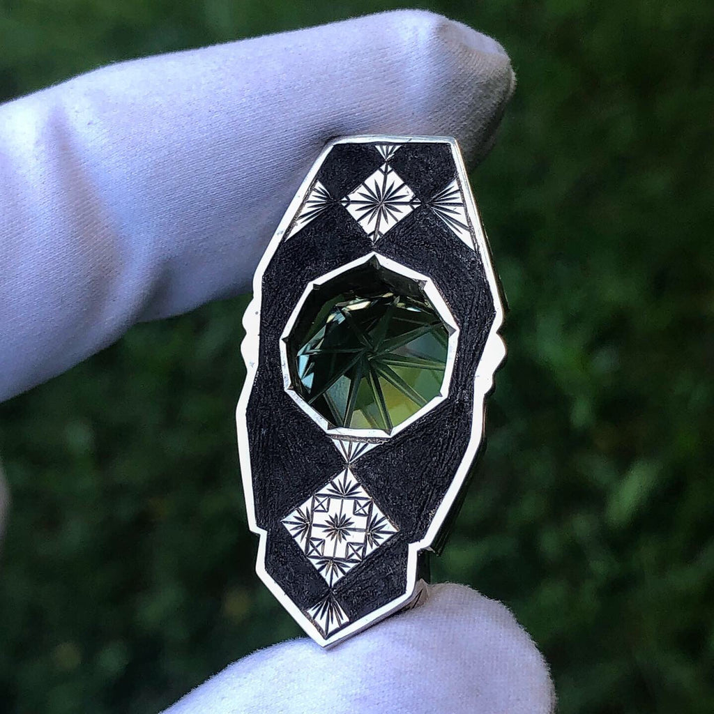 Solstice - Prasiolite, yellow sapphire, and aquamarine pendant