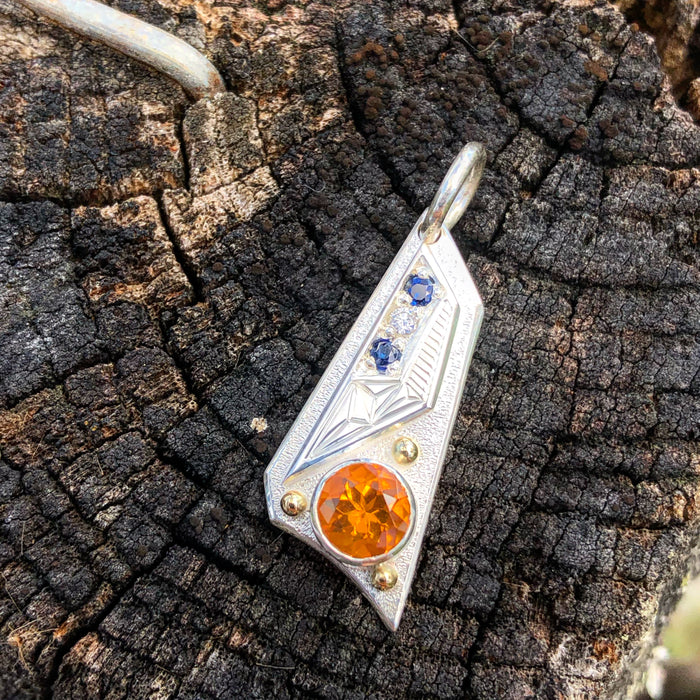 Citrine geometric tag pendant