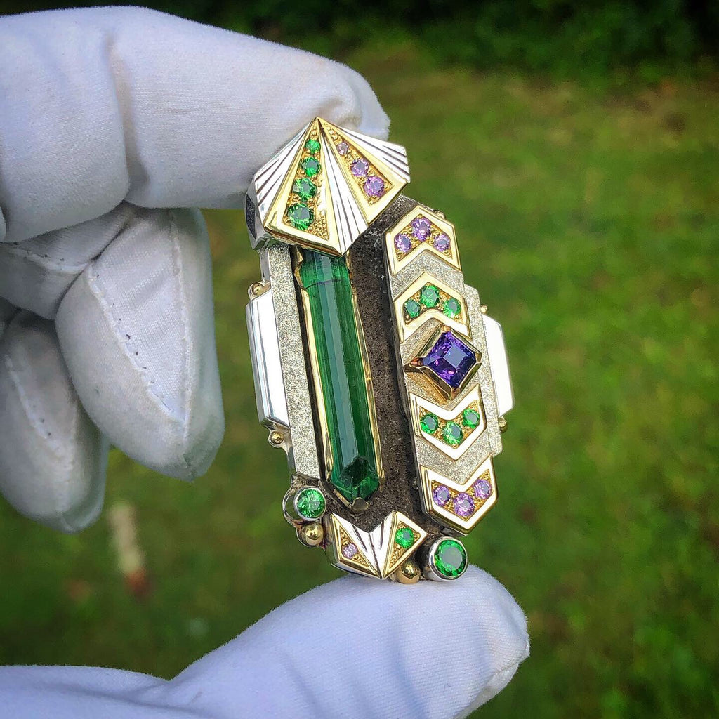 Amaru Medecina - tourmaline, purple sapphire, and tsavorite garnet talisman