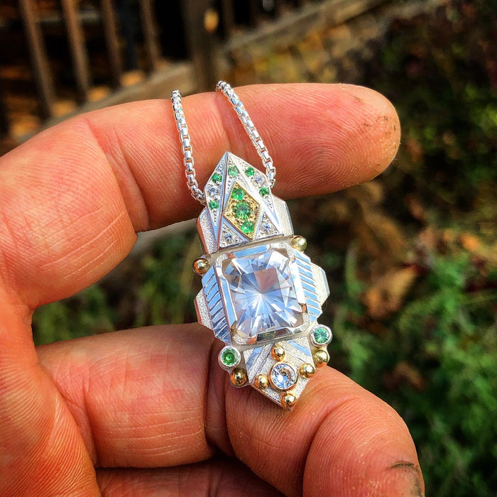 Herkimer Diamond // tsavorite garnet pendant