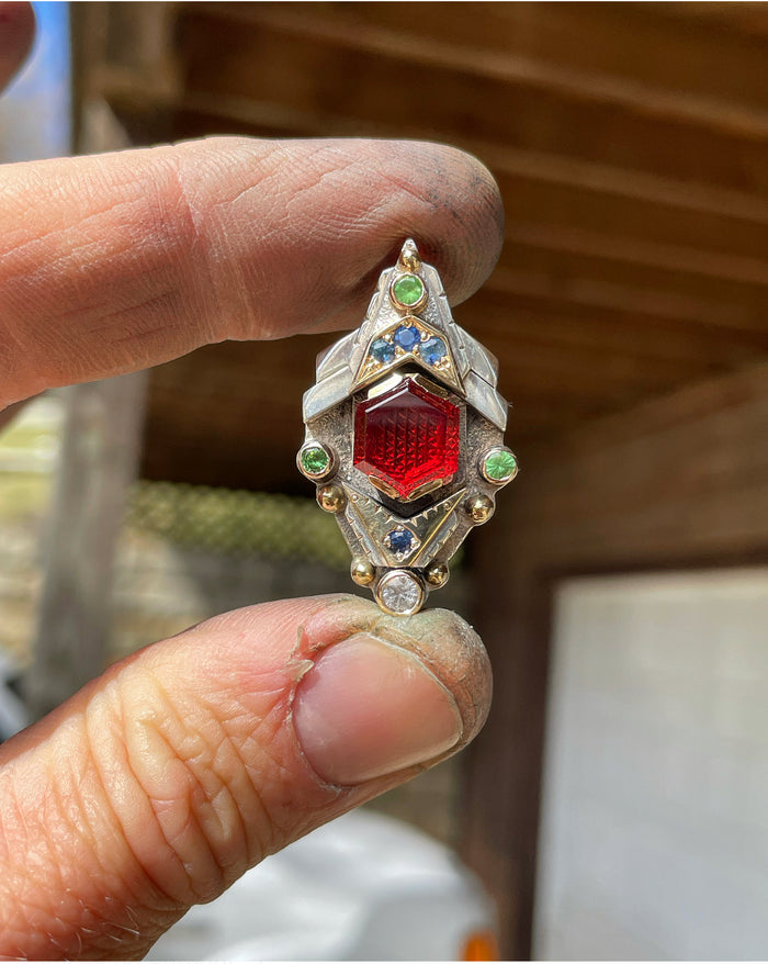 Flower of life garnet talisman