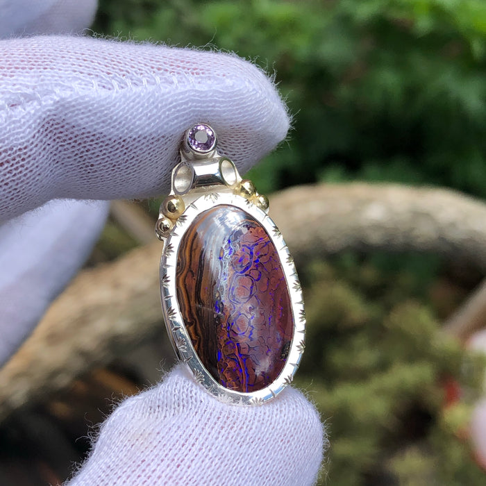 Koroit Opal // amethyst pendant