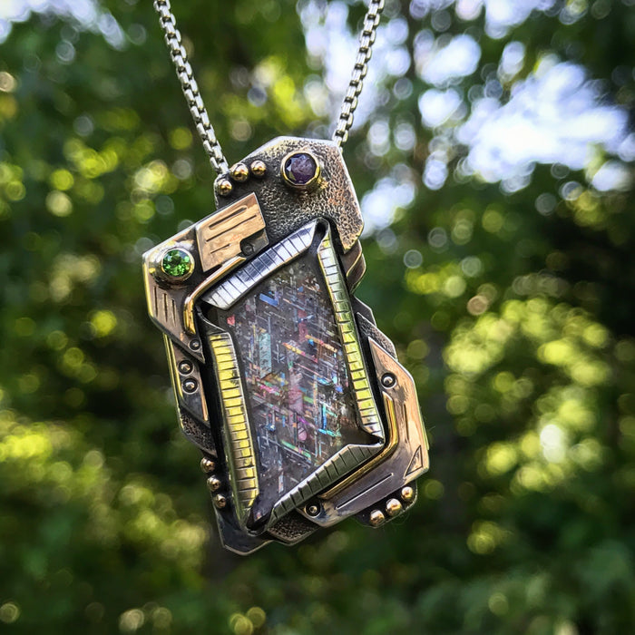 Rainbow Code- Lattice Sunstone Pendant