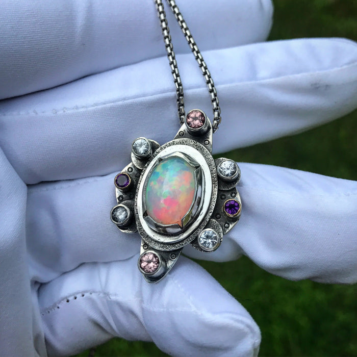 Ethiopian Opal Mandala pendant