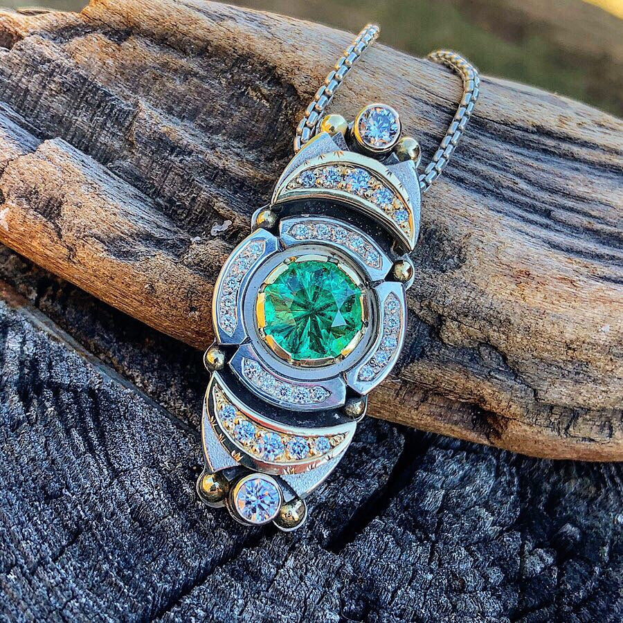 Gaia’s Light - Alchemy Series Talisman- emerald // white diamond