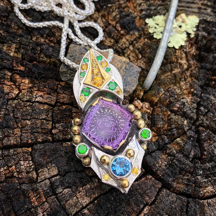 Amethyst, sapphire, garnet, tourmaline talisman