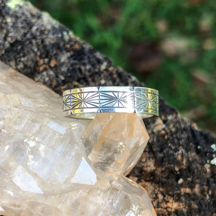 Engraved silver Ring - size 6.5-7