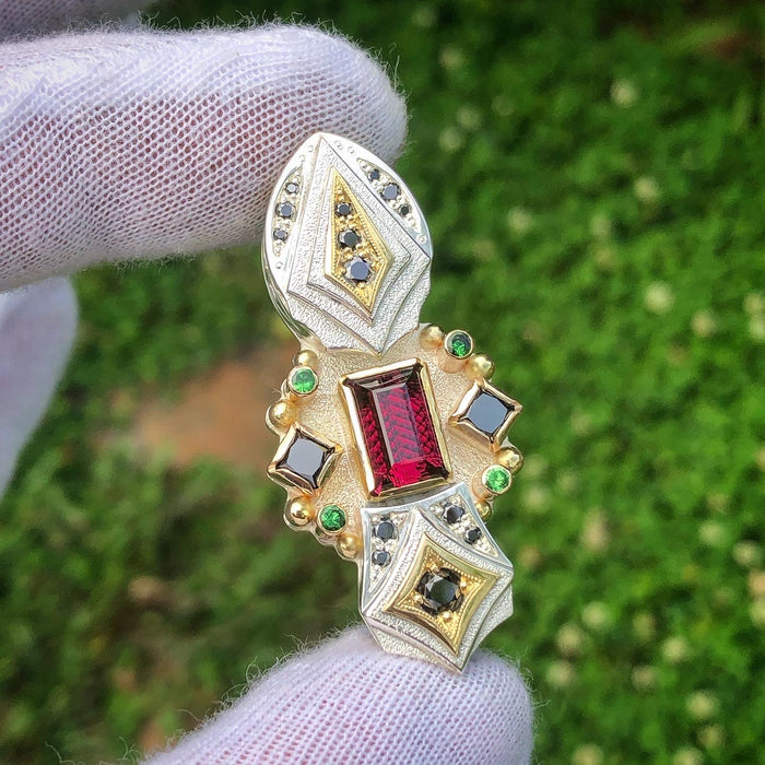 Garnet and Black Diamond talisman