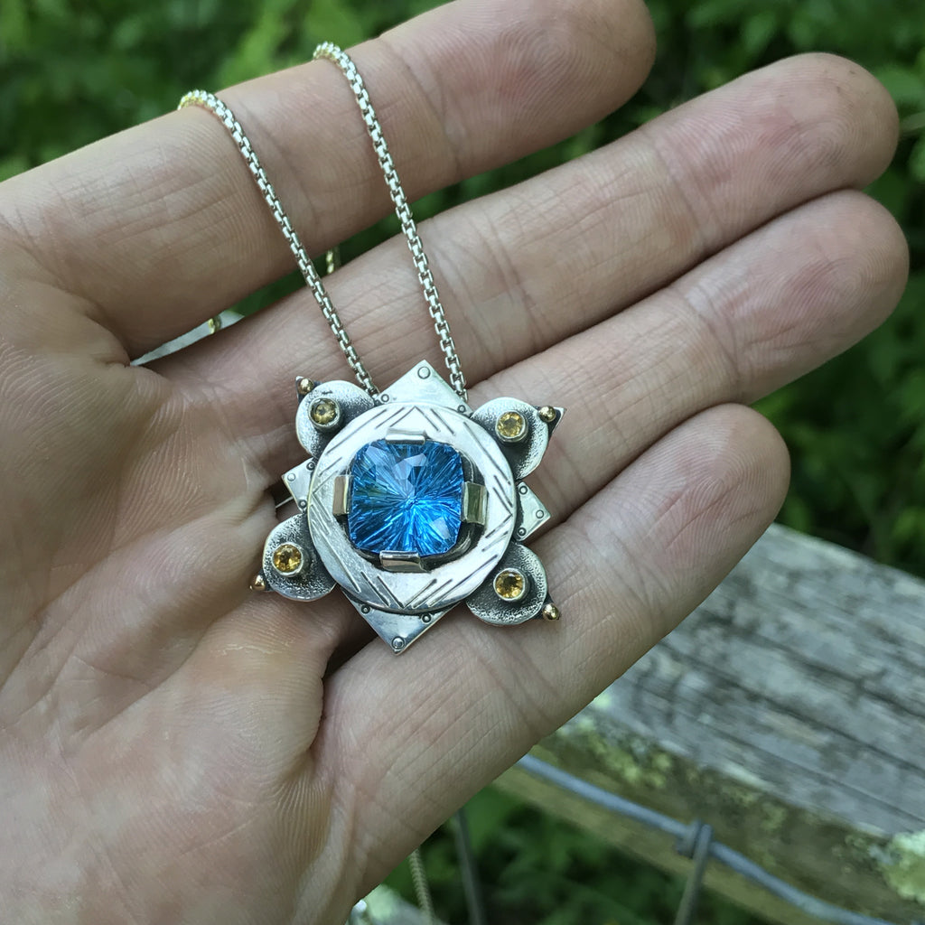John Dyer Topaz and Citrine pendant