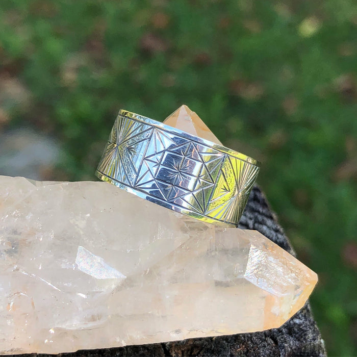 Engraved silver Ring - size 10
