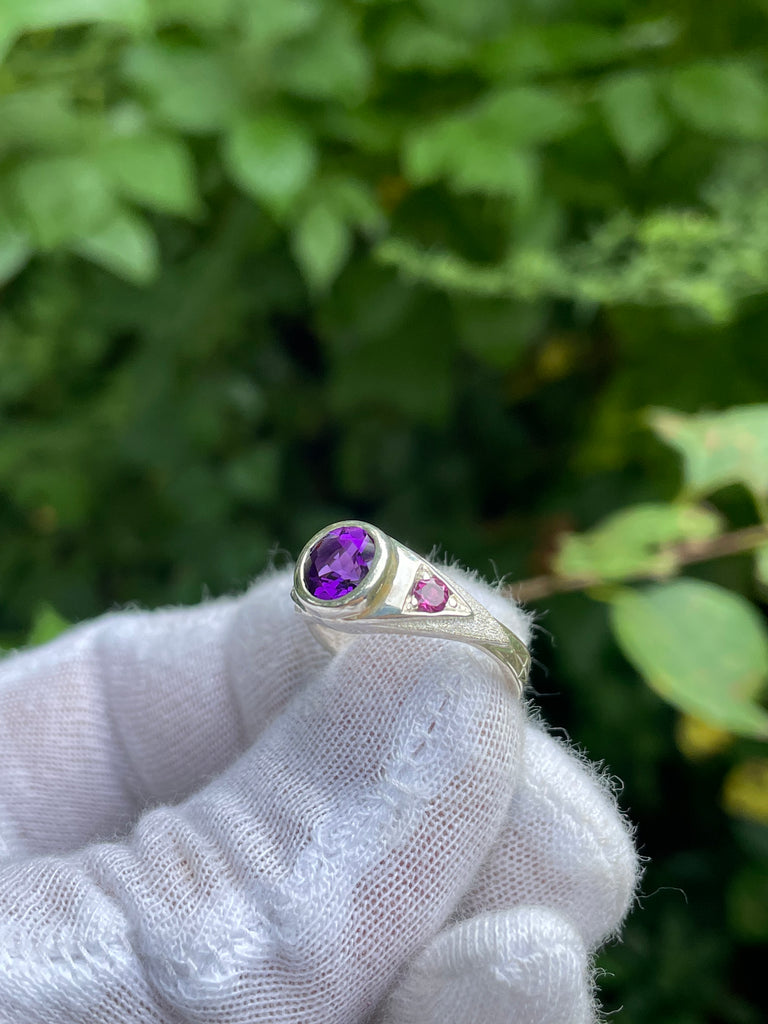 3rd eye ring // amethyst & Rhodolite garnet