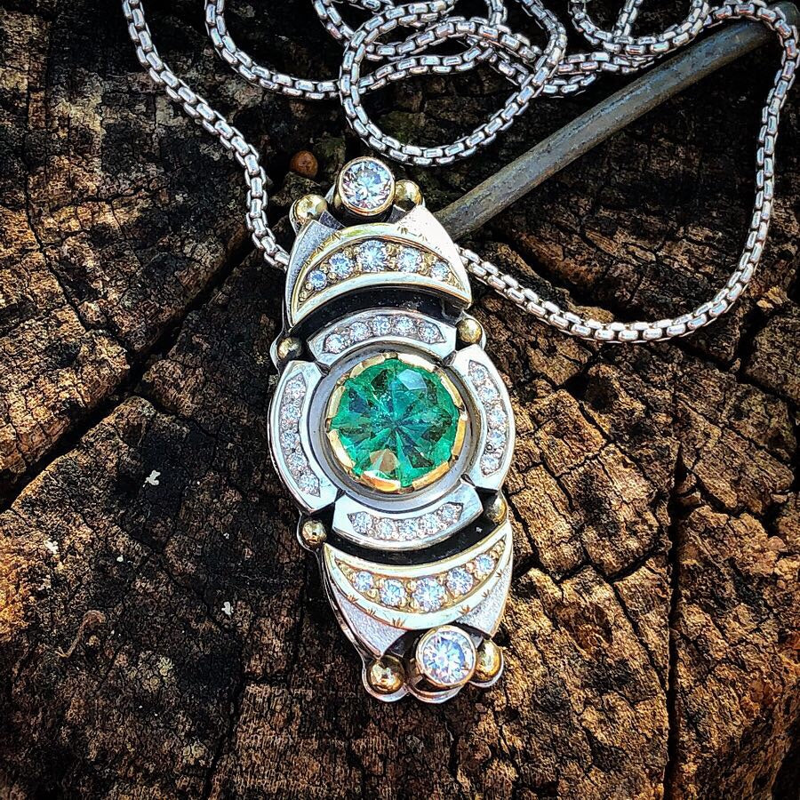 Gaia’s Light - Alchemy Series Talisman- emerald // white diamond