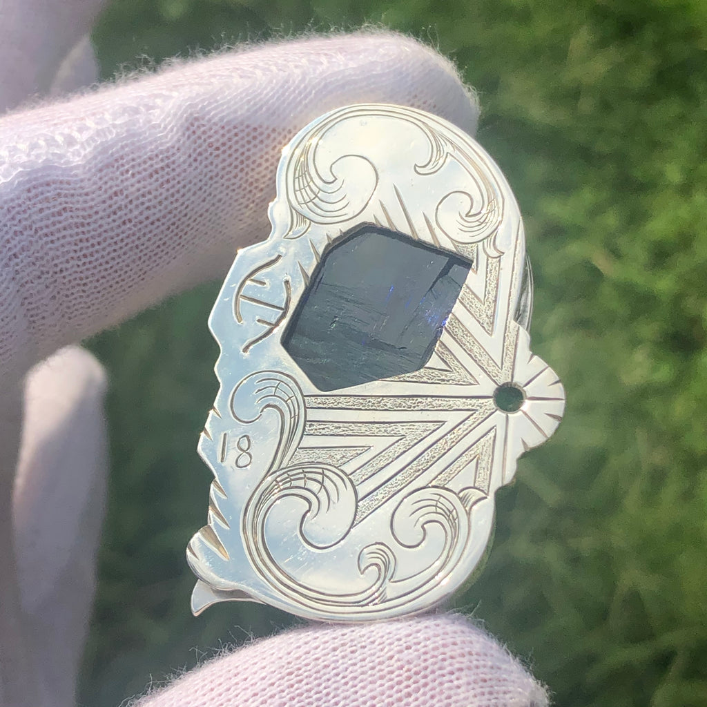 Tanzanite, emerald and diamond talisman