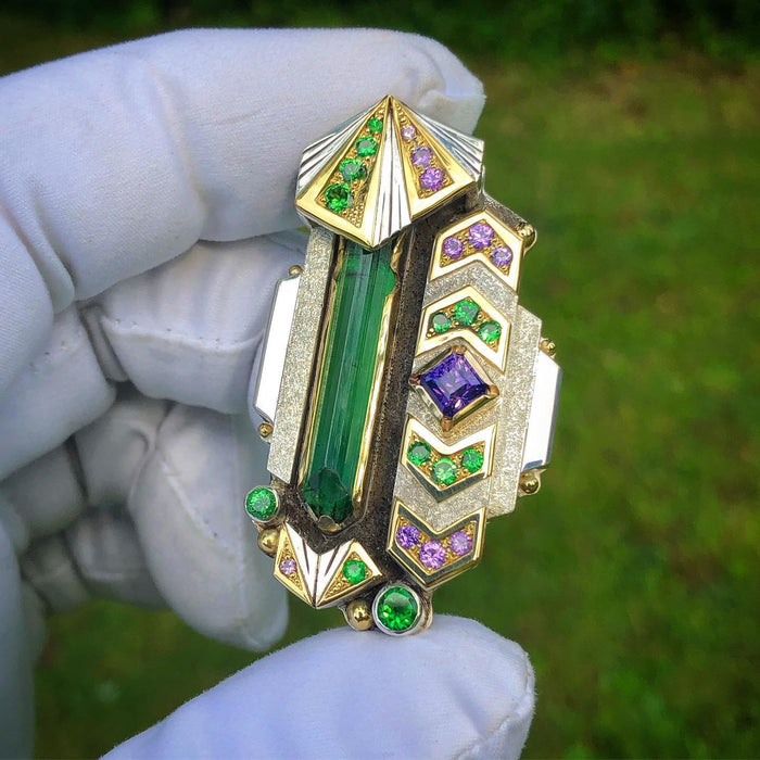 Amaru Medecina - tourmaline, purple sapphire, and tsavorite garnet talisman