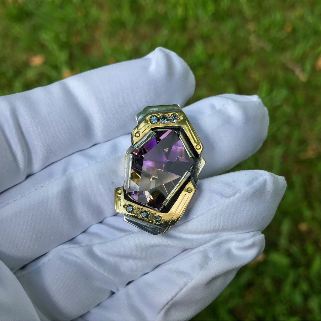 Munsteiner Ametrine, Color change Garnet, yellow sapphire pendant