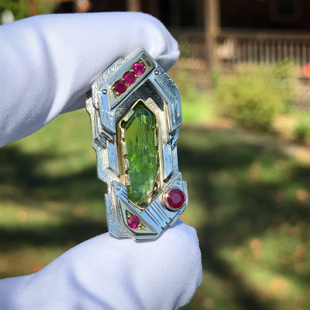 Diopside and ruby pendant