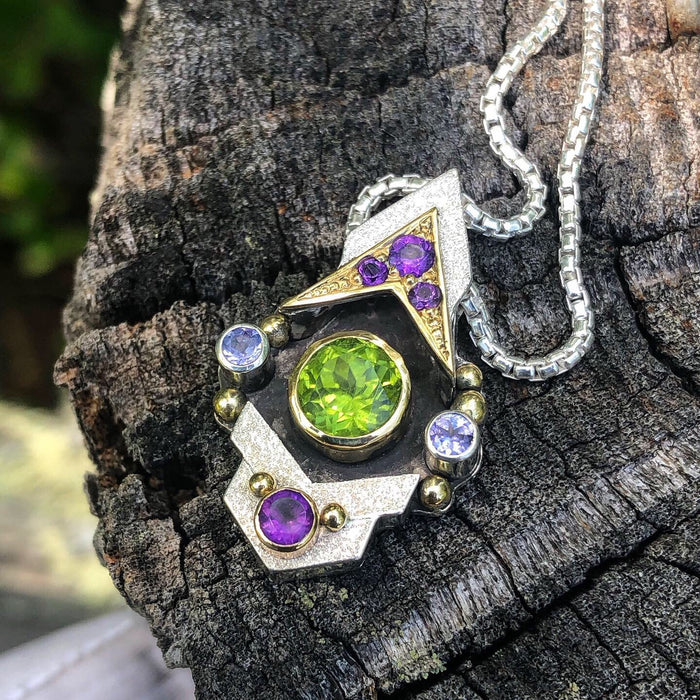 Peridot, amethyst, tanzanite mini