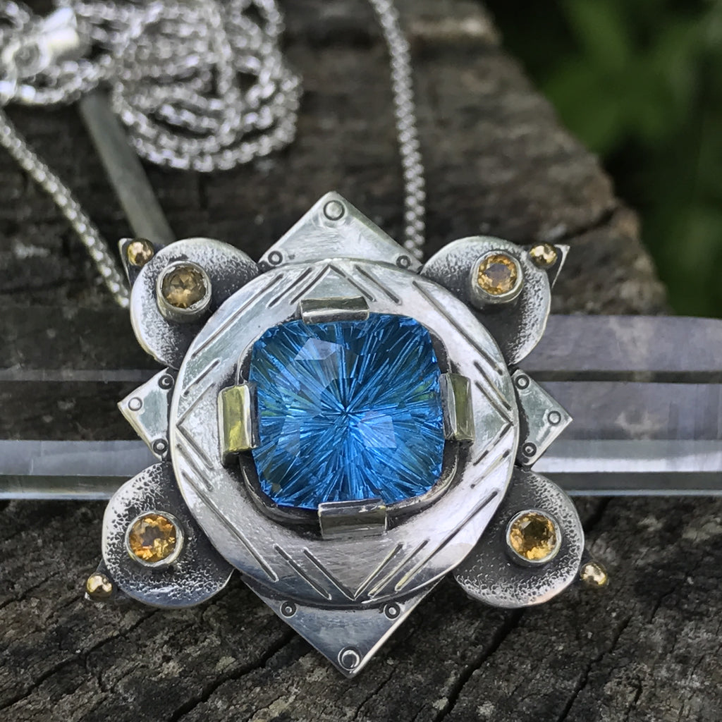 John Dyer Topaz and Citrine pendant
