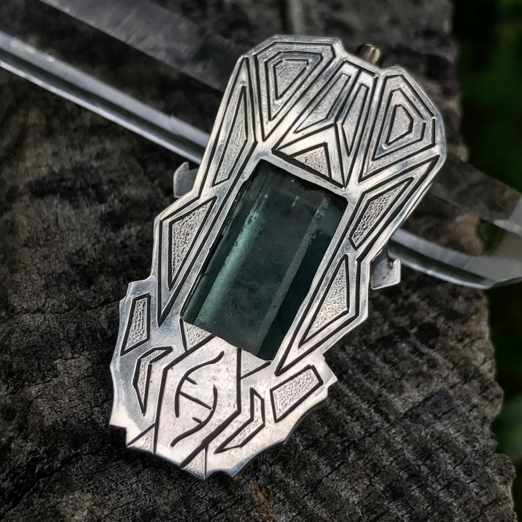 Nigerian Aquamarine, Diamond, Yellow sapphire, and Trapiche Emerald pendant