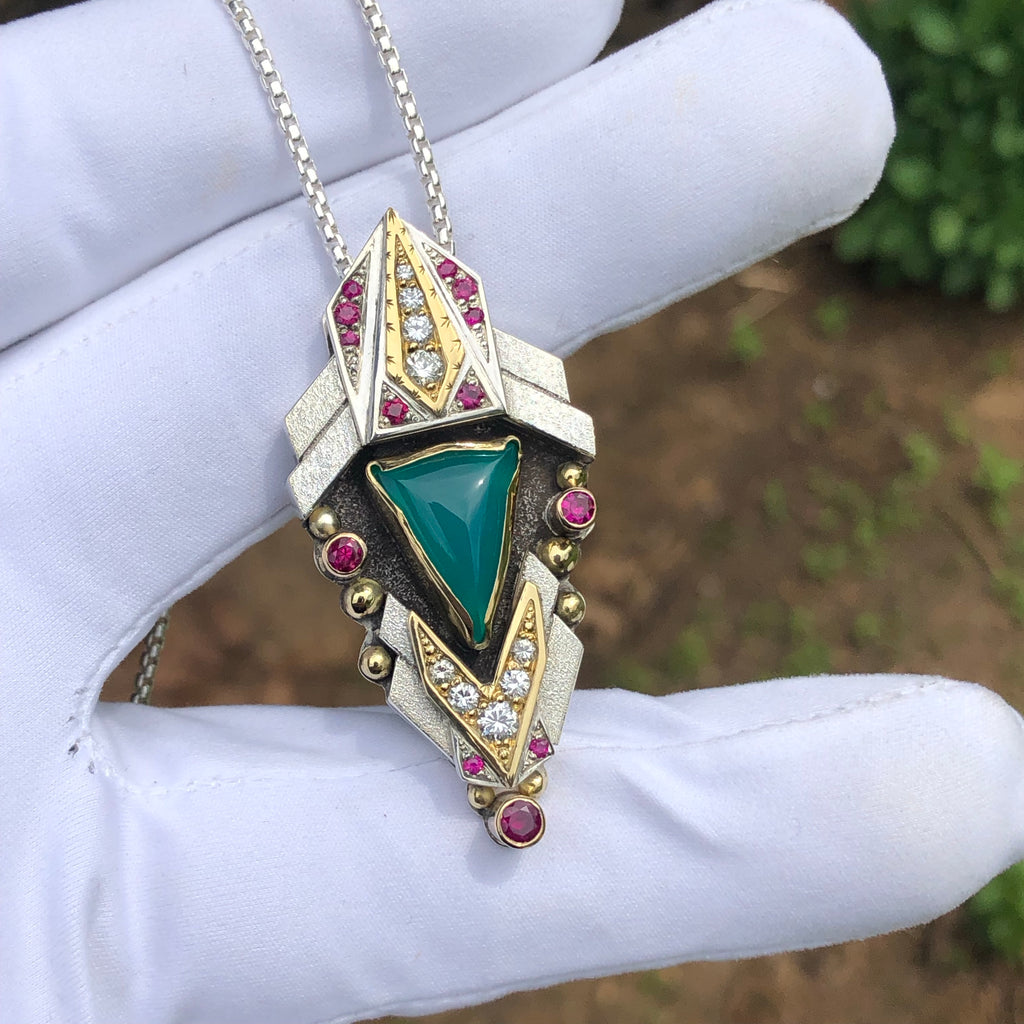 Gem silica, white diamond, and ruby talisman – Rise Designs Jewelry